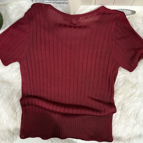 NEW Jones & Co. Rayon Classic Longline V Neck Button Front Semi Sheer Sweater S - Picture 8 of 15